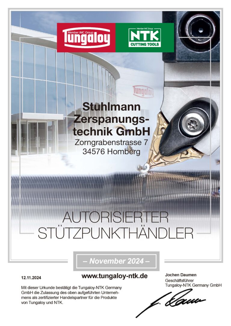 Tungaloy Stützpunkthändler Ukrunde Stuhlmann