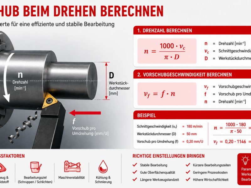 So berechnen Sie den Vorschub beim Drehen richtig: Erfahren Sie, wie Sie Geschwindigkeit und Schnittwerte optimal abstimmen.